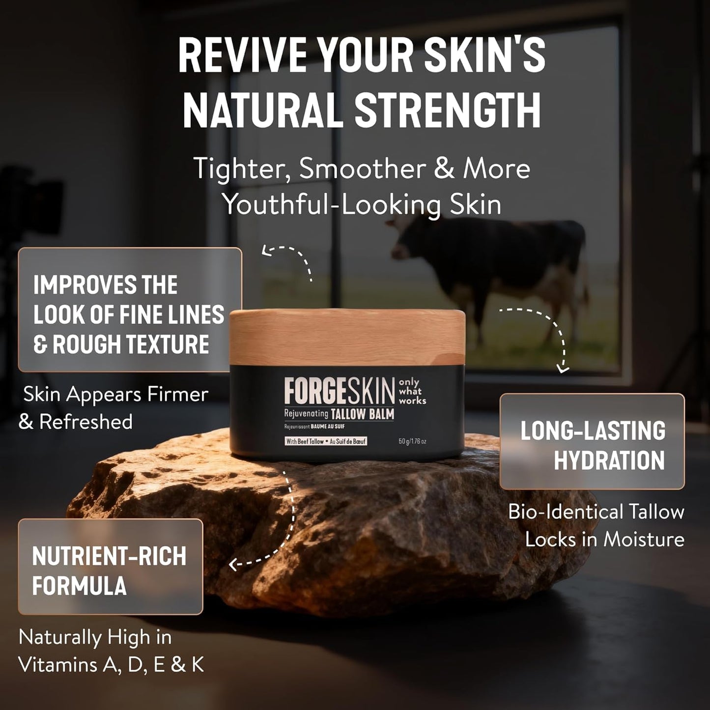 Forge Skin Beef Tallow Balm Moisturizer for Men Skin Care - Face + Body Anti Aging Wrinkle Defense, Hydration Cream - Natural Ancestral Skincare Beauty and Personal Care Forge Skin