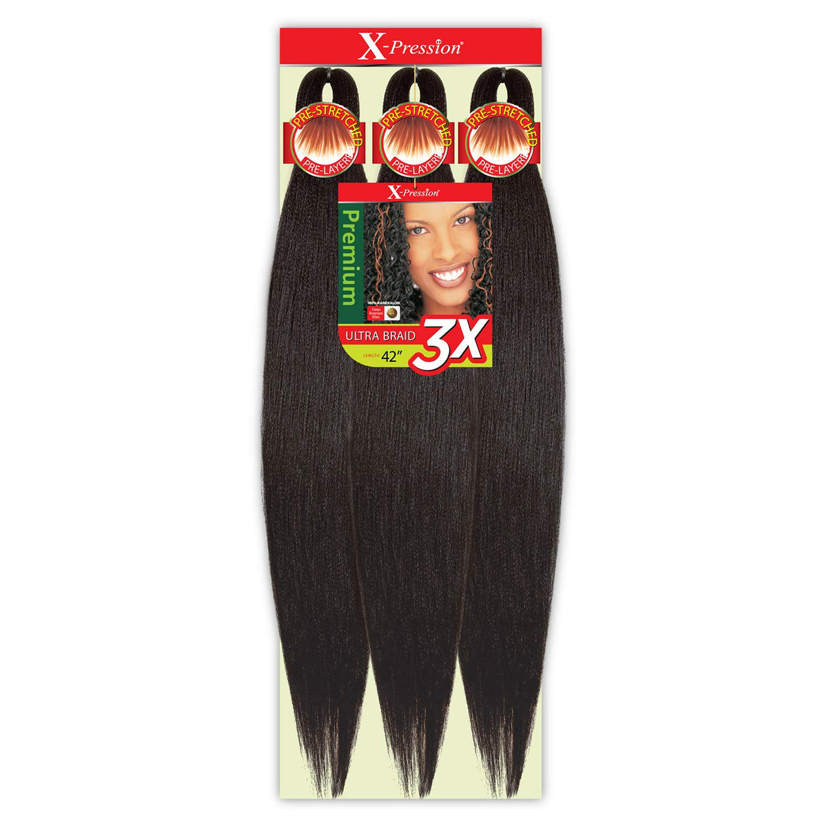MULTI PACK DEALS! Outre Braids X-Pression Kanekaion 3X Pre Stretched Braid 42" (1-PACK, 1B)