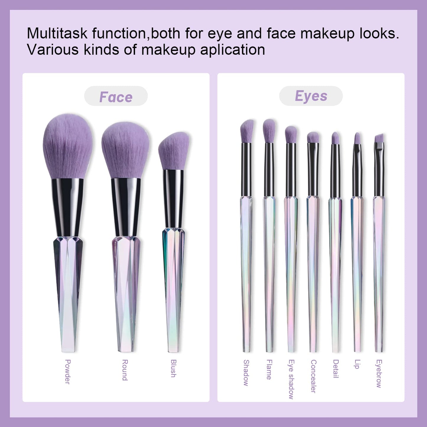 Oneleaf Makeup Brushes 10 Pcs Premium Synthetic Bristles Crystal handle Kit,Kabuki Foundation Blending Face Powder Blush Concealers Eye Shadow Brush Beauty & Personal Care oneleaf