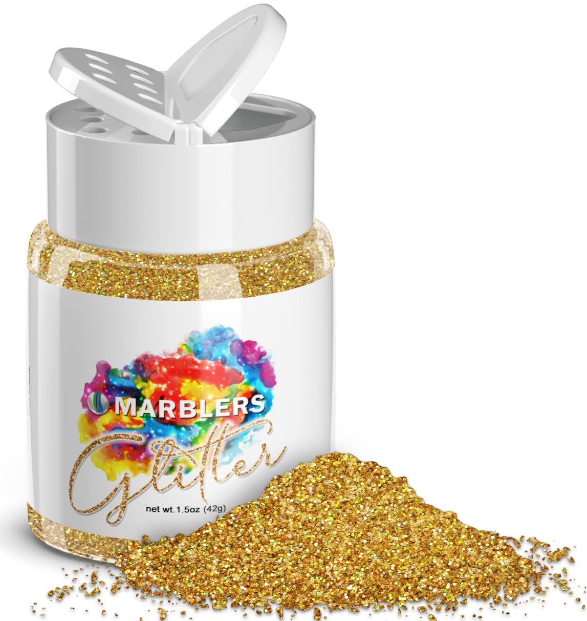 MARBLERS Holographic Glitter [Holo 24K Gold] 1.5oz (42g) | Fine | Non-Toxic, Vegan, Cruelty-Free | Face, Body, Eyeshadow, Hair, Festival, Party Makeup Beauty & Personal Care MARBLERS