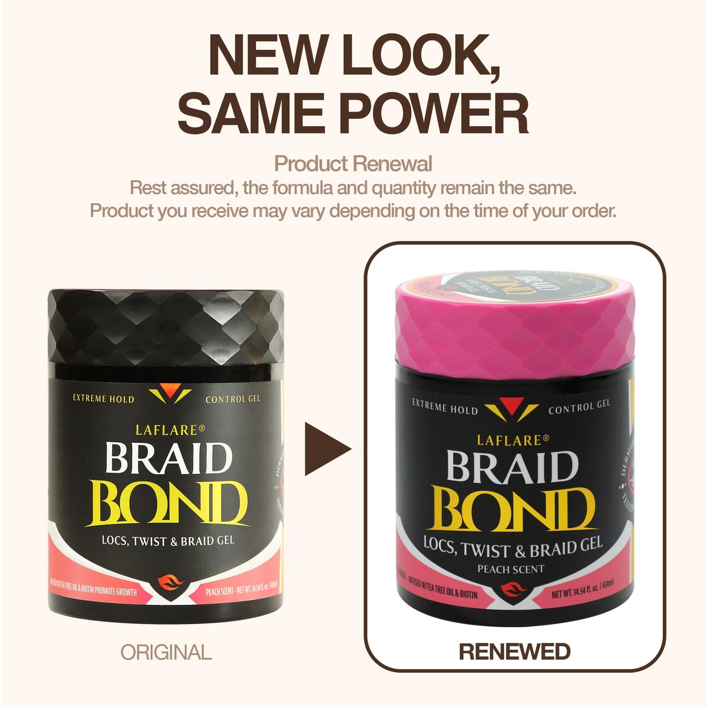 Laflare 430 ml Braid Bond Gel Bulk Extreme Hold for Natural & Kids Hair, Vegan, Nourishing, Braiding Hair, Twist Hair (Peach) Beauty & Personal Care Laflare