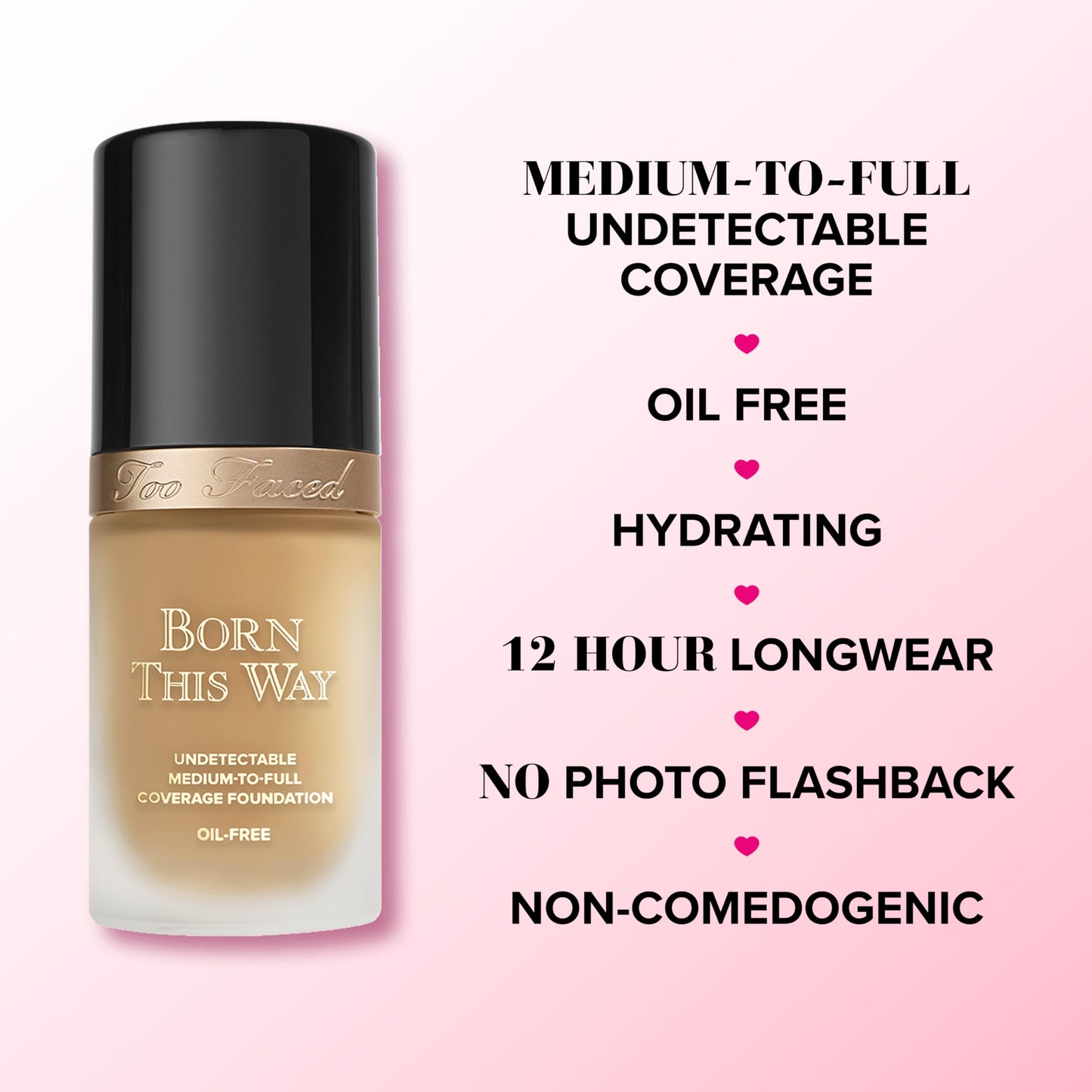 Too Faced Born This Way Natural Finish Longwear Liquid Foundation | Medium-To-Full Coverage | Hydrating + Oil Free, 1 Fl Oz, Cocoa Beauty & Personal Care Too Faced