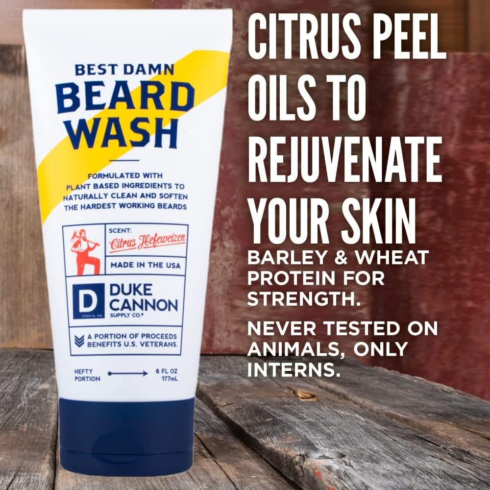 Duke Cannon Supply Co. Beard Wash Citrus Hefeweizen, 6 Fl Oz - Made with Plant-Based Ingredients to Strengthen, Rejuvenate, Soften and Condition Beauty and Personal Care Duke Cannon Supply Co.