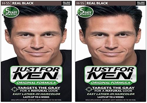 JUST FOR MEN Hair Color H-55 Real Black 1 Each (Pack of 2) Beauty & Personal Care Just for Men