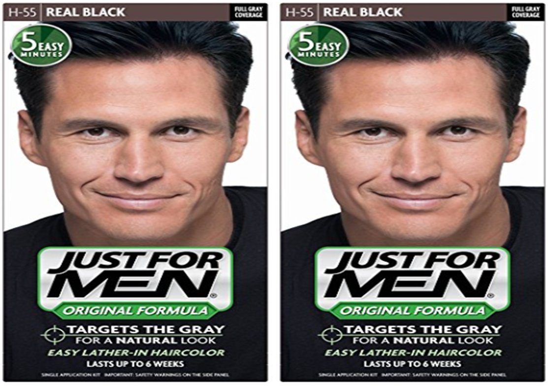 JUST FOR MEN Hair Color H-55 Real Black 1 Each (Pack of 2) Beauty & Personal Care Just for Men