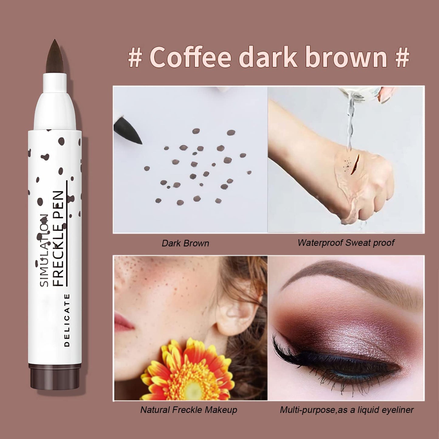 SUMEITANG Lifelike Freckle Pen - 2 Colors (Light Brown & Dark Brown), Waterproof, Quick Dry, Soft Dot, Natural, Magic Fake Freckles Makeup Pen Beauty & Personal Care SUMEITANG