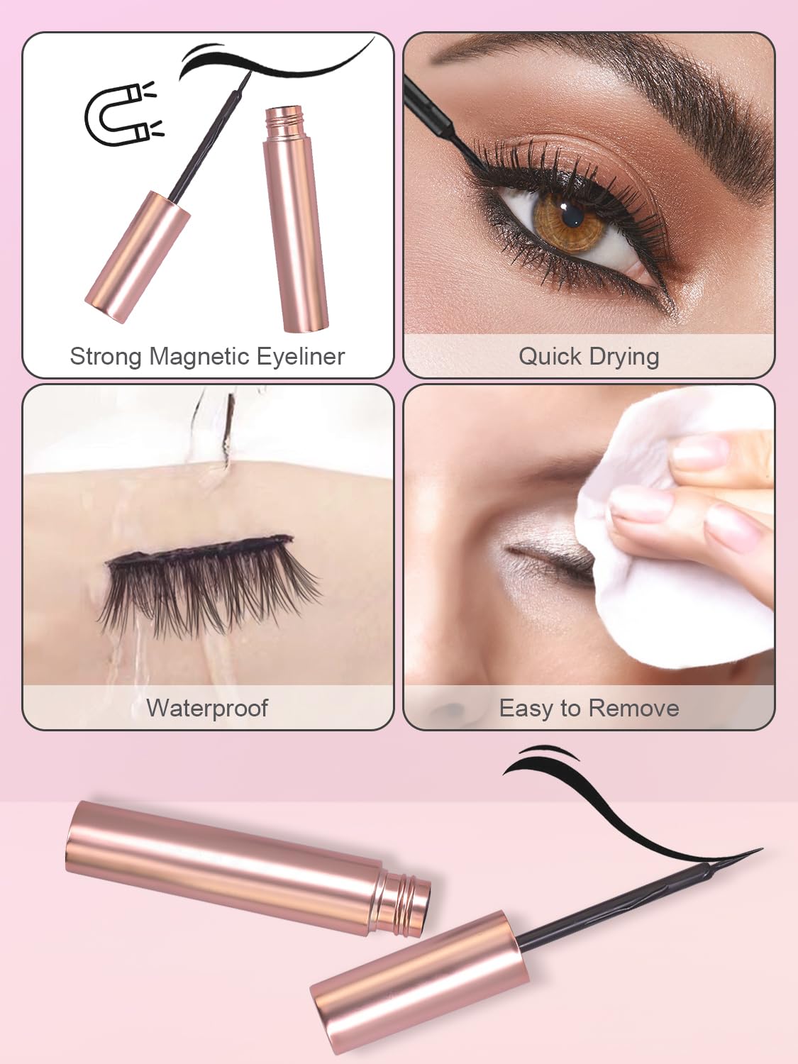 Sikkis Magnetic Eyelashes with Eyeliner - Magnetic Eyelashes Mink Look Kit, Mixed 3D Mink Reusable False Lashes with Applicator, No Glue Needed -5 Beauty & Personal Care Sikkis