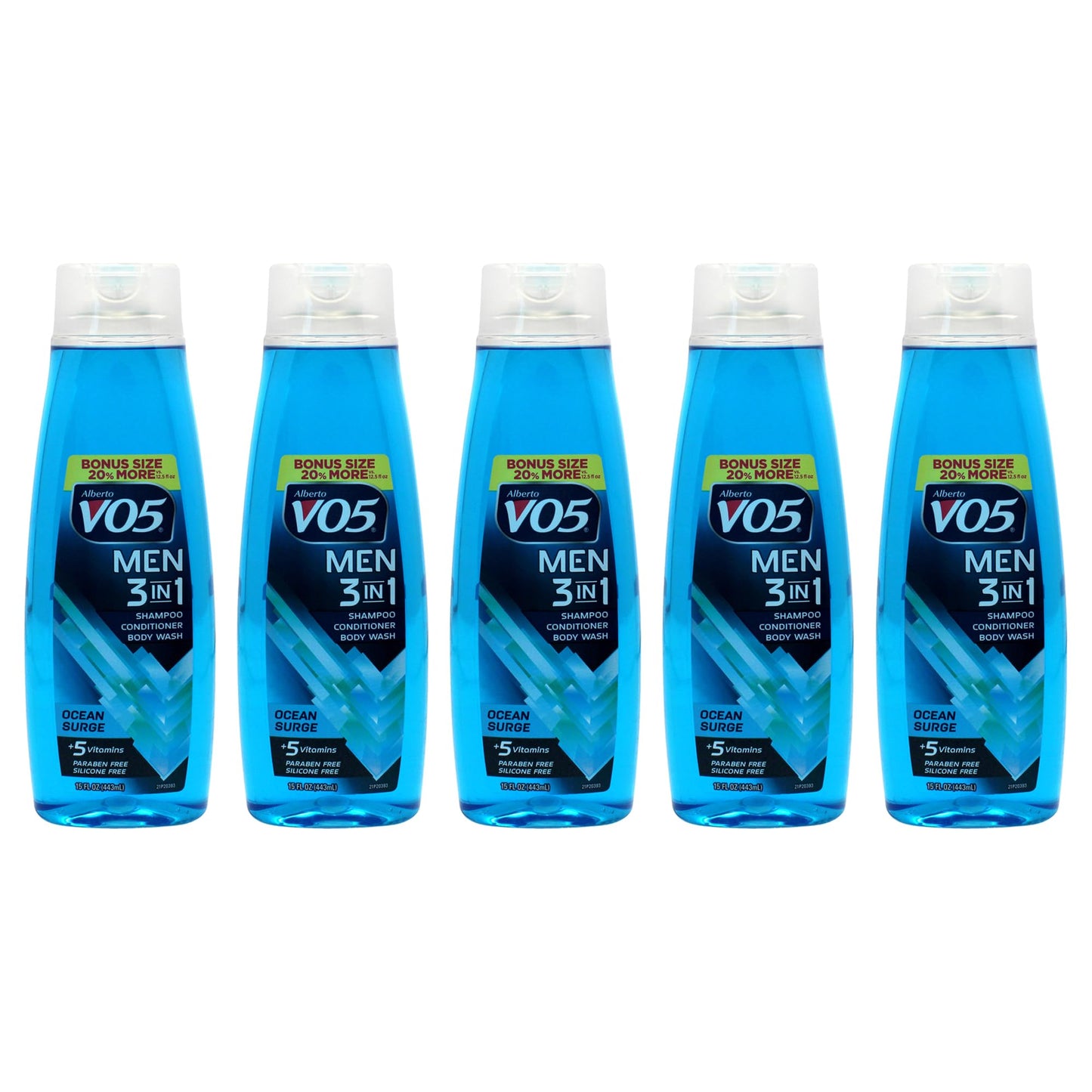 Alberto VO5 3-in-1 Ocean Surge Shampoo Conditioner and Body Wash for Unisex - 15 oz Body Wash - Pack of 5 Beauty & Personal Care VO5
