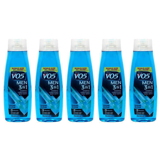 Alberto VO5 3-in-1 Ocean Surge Shampoo Conditioner and Body Wash for Unisex - 15 oz Body Wash - Pack of 5 Beauty & Personal Care VO5