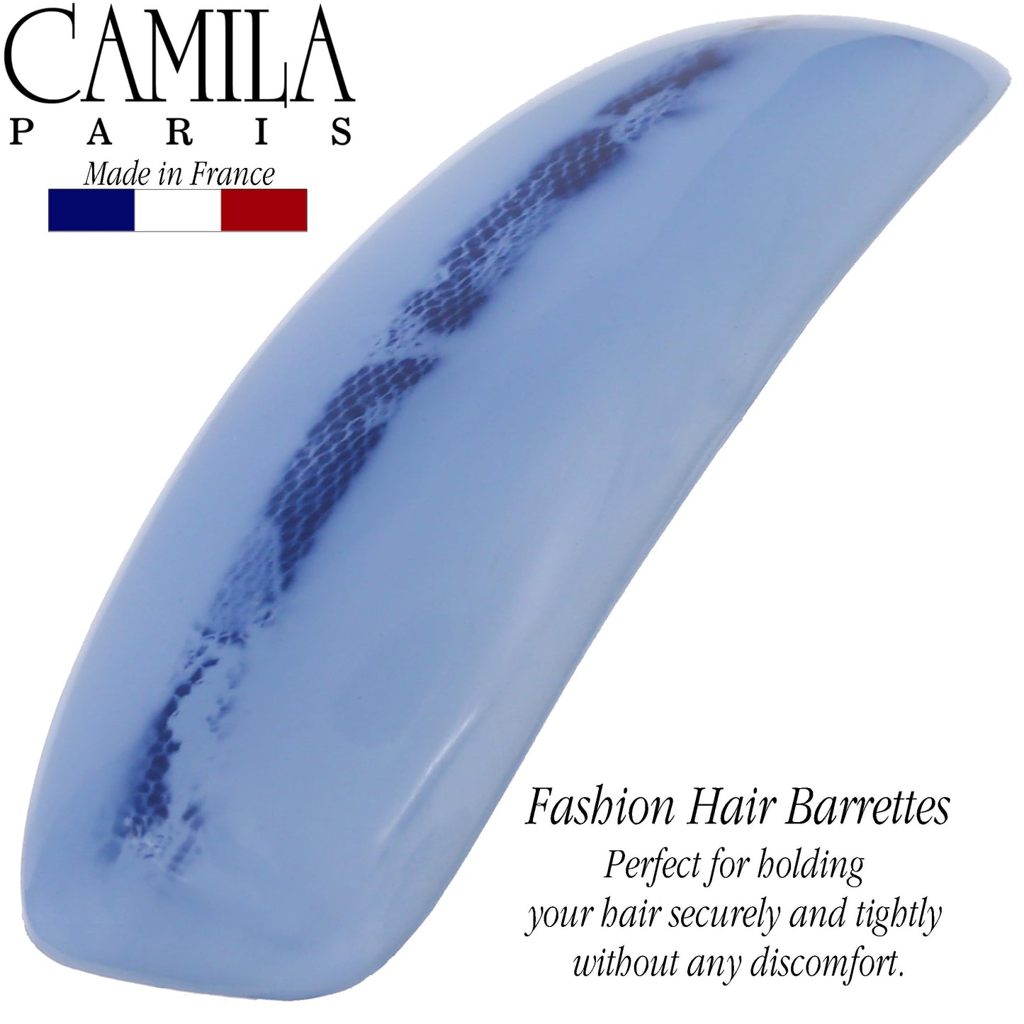 Camila Paris CP3441 French Hair Barrette Clip for Girls, Blue, Rubberized Automatic Clasp Strong Hold Grip Hair Clips for Women, No Slip and Durable Beauty & Personal Care Camila