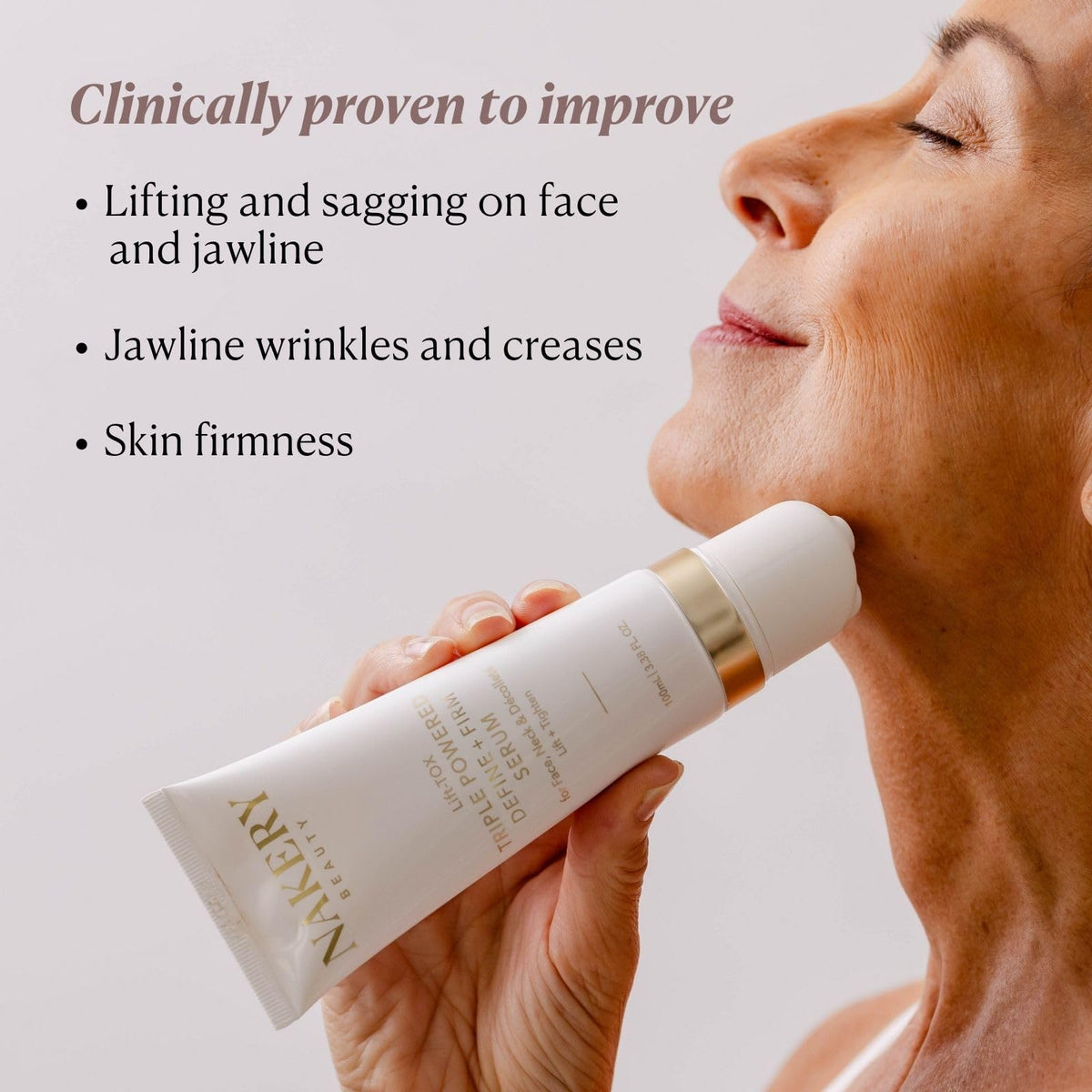 Nakery Lift-Tox Define & Firm Face Tightening Treatment with NAD+ & Collagen Booster, Neck & Jawline Roller for Sagging Skin, Lifting Wrinkles, Jowls