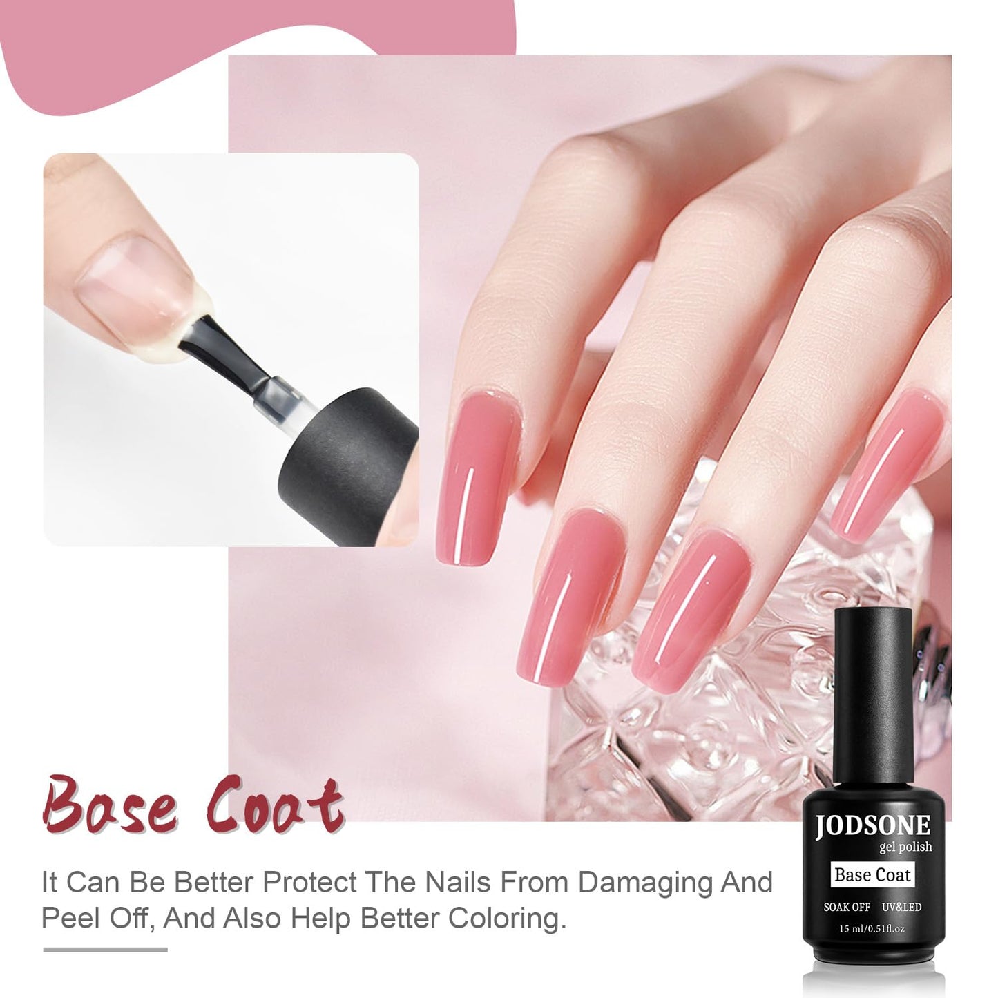 JODSONE 2 Bottles of Top Coat Base Coat Set No Wipe Foundation Combination Bright Surface At Home DIY Nail Salon Girl Gift Beauty and Personal Care JODSONE