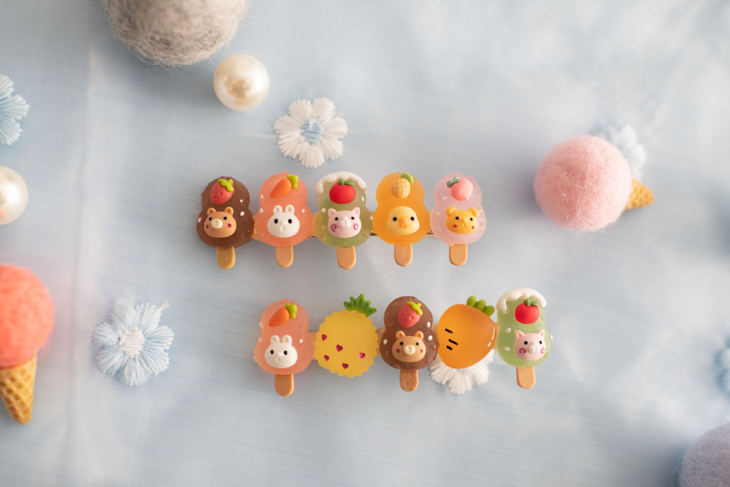 Summer Crystal Fruits Animals Barrette Hair Clips For Girls - Stylish Hair Accessories for Everyday, Birthday and Parties (4Pcs Popsicles Fruits) Beauty & Personal Care Summer Crystal