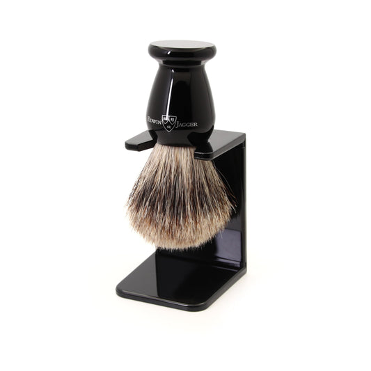 Edwin Jagger 1EJ946SDS Classic Best Badger Hair Exfoliating Shaving Brush with Stand for Shaving Cream or Shaving Soap for Men and Women (Imitation Beauty and Personal Care Edwin Jagger