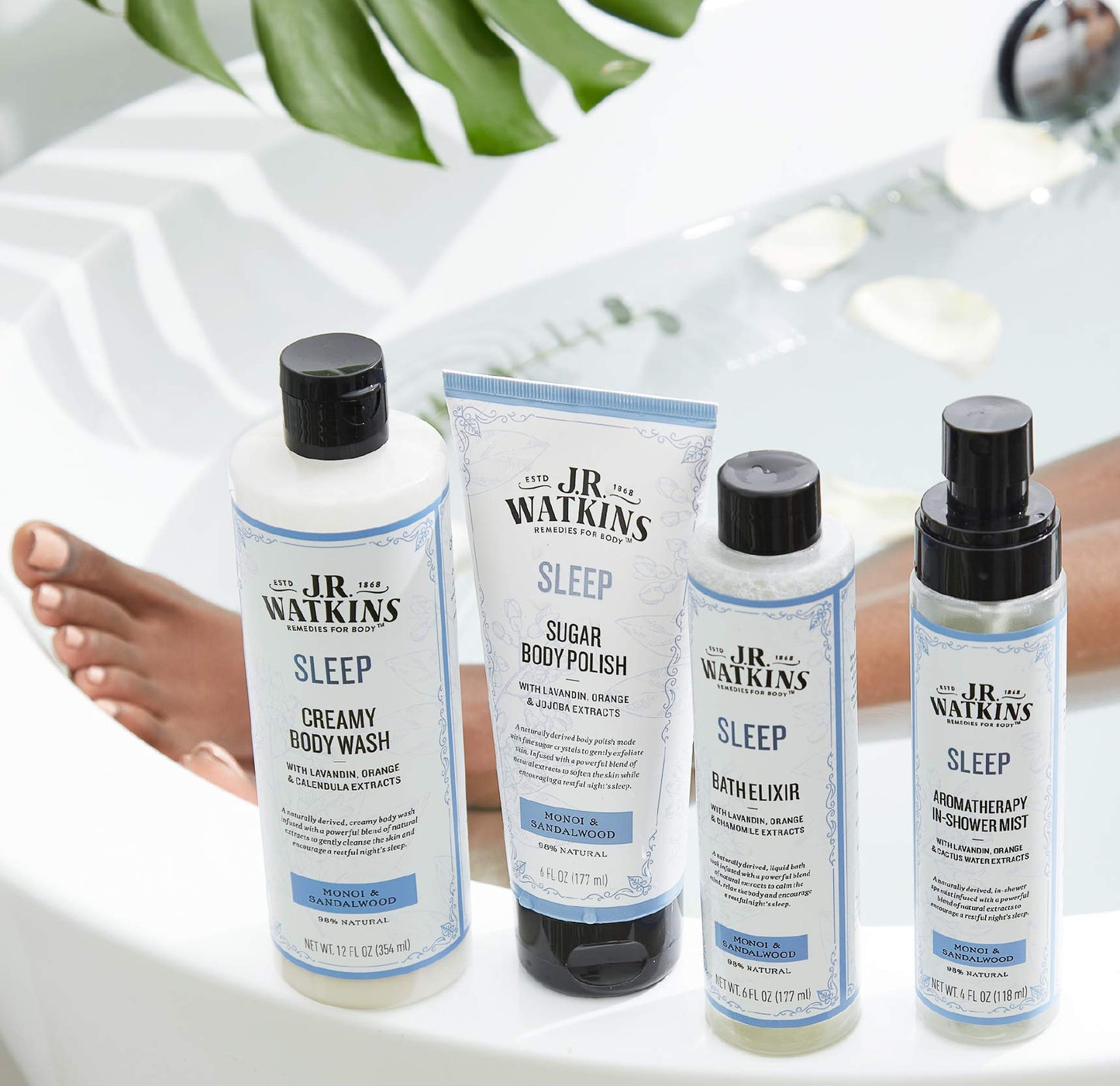 J.R. Watkins Sleep Bath Elixir, Liquid Bath Soak, Monoi & Sandalwood with Natural Extracts, No Salt, No Residue, 6 oz Beauty and Personal Care J.R. Watkins