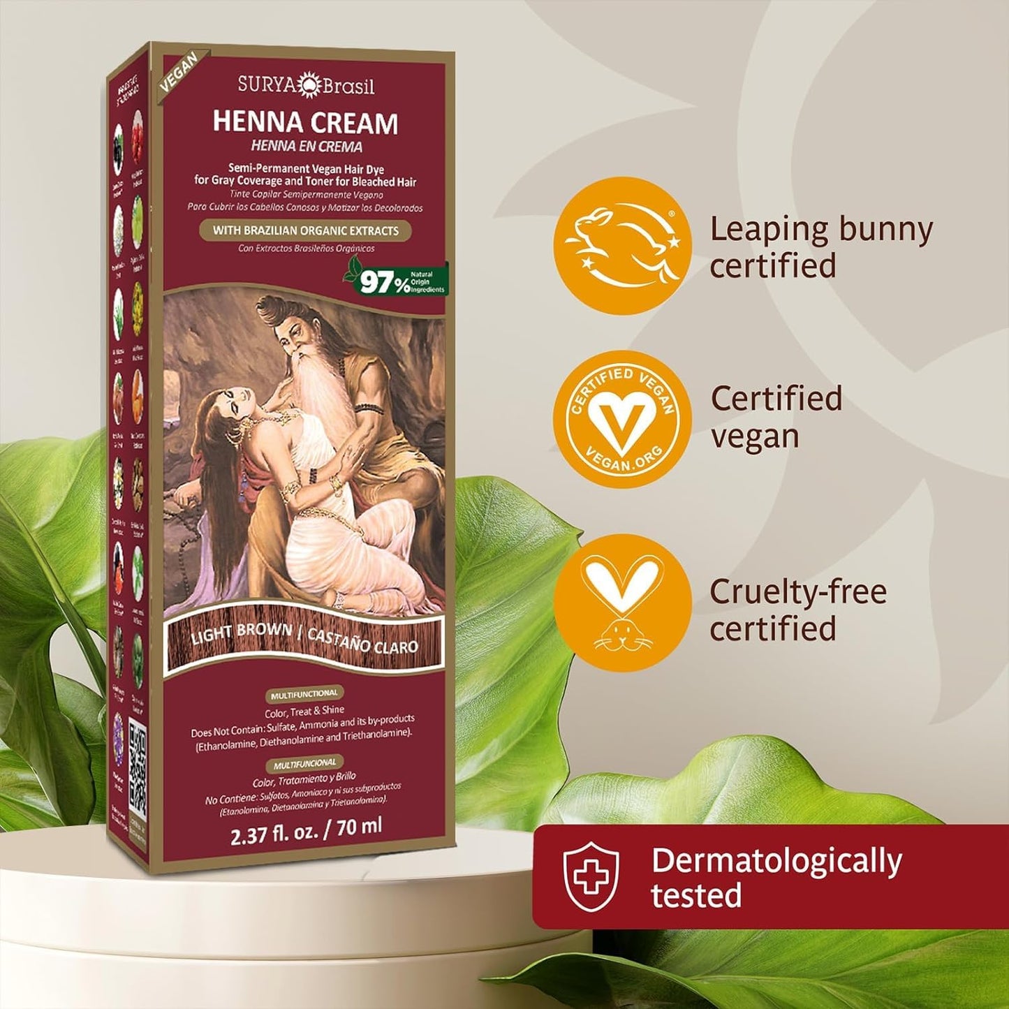 Henna Light Brown Cream Surya Nature, Inc 2.31 oz Cream Beauty & Personal Care Surya Brasil
