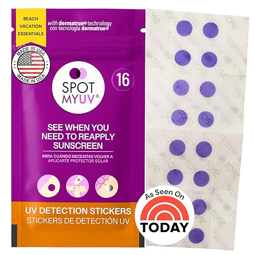 SpotMyUV UV Detection Stickers for Sunscreen with Patented Dermatrue SPF Sensing Technology, Know When to Reapply Sunscreen to Help Prevent Sunburn Beauty & Personal Care SPOTMYUV