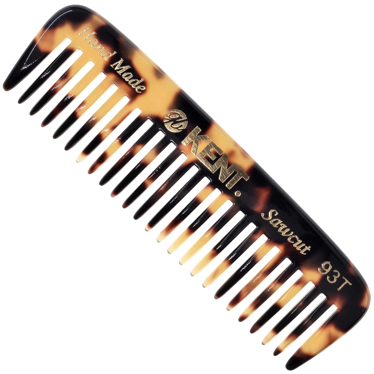 Kent 93T Tokyo Yellow Wide Tooth Small Comb for Men's Mustache and Beard Grooming, Pocket Sized Detangler Travel Comb, Saw-Cut and Polished, Handmade