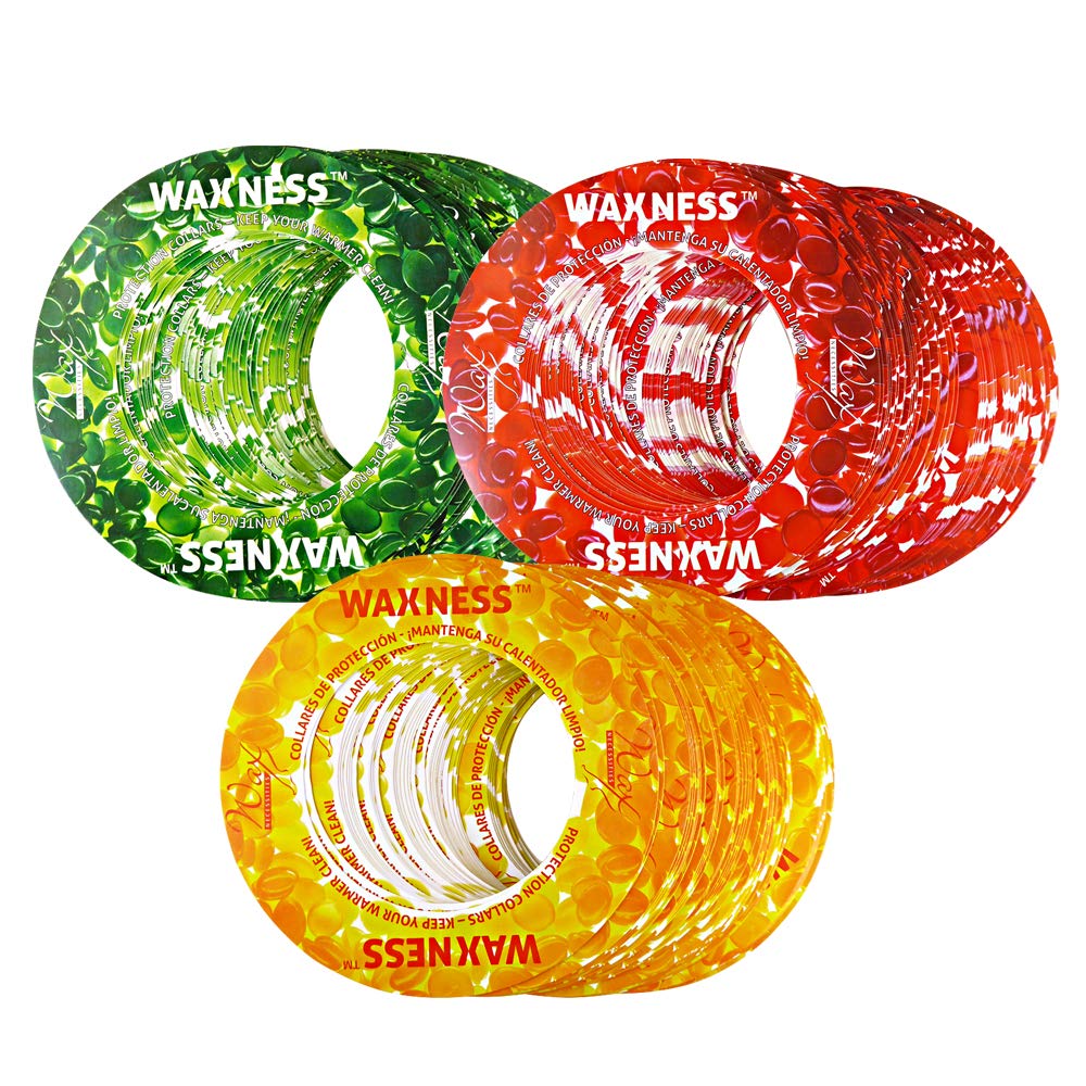 Waxness Wax Necessities Assorted Protection Collars Green Yellow Red for 14 Ounces Tins Fits Most Brands 150 Pack Beauty and Personal Care Wax Necessities
