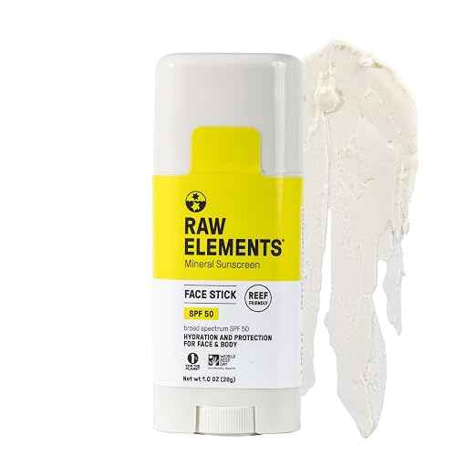 Raw Elements Face Stick SPF 50 All-Natural Mineral Sunscreen - Reef Safe, Water Resistant, Broad Spectrum UVA/UVB Protection, Safe For All Ages Beauty & Personal Care Raw Elements