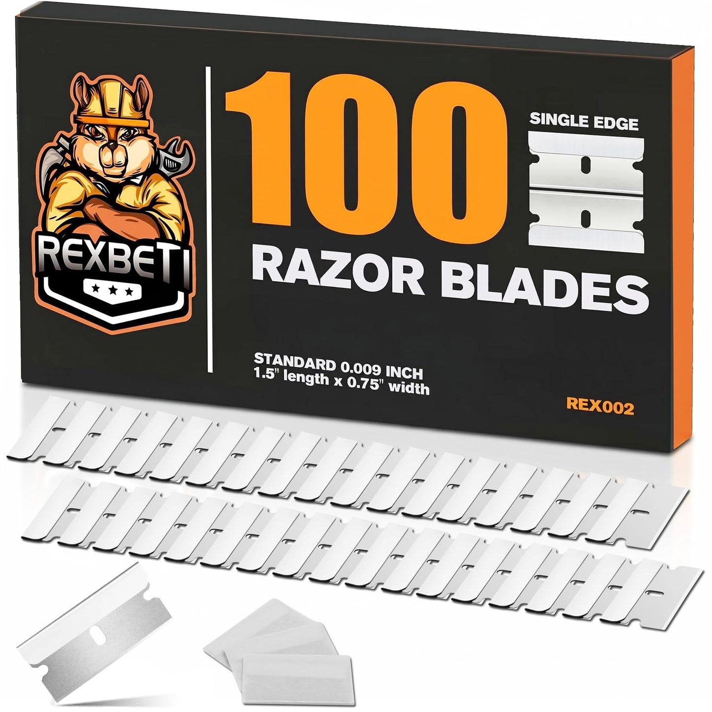 REXBETI 100PCS Single Edge Razor Blades, Industrial Razor Blades for Scraper, Suitable for Removing Labels, Decals, Stickers and Old Paint Beauty and Personal Care REXBETI Default Title