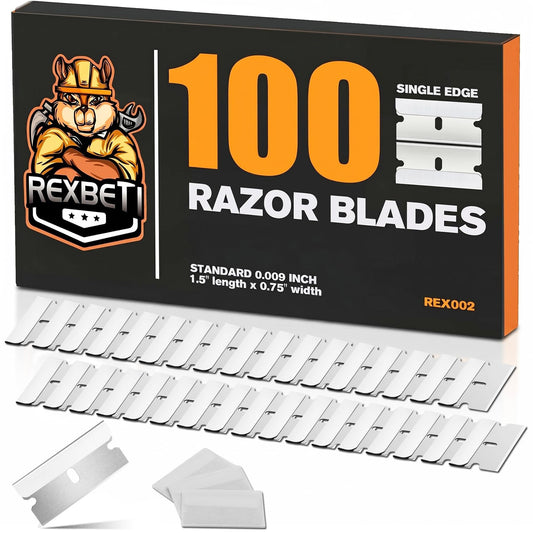 REXBETI 100PCS Single Edge Razor Blades, Industrial Razor Blades for Scraper, Suitable for Removing Labels, Decals, Stickers and Old Paint Beauty and Personal Care REXBETI Default Title