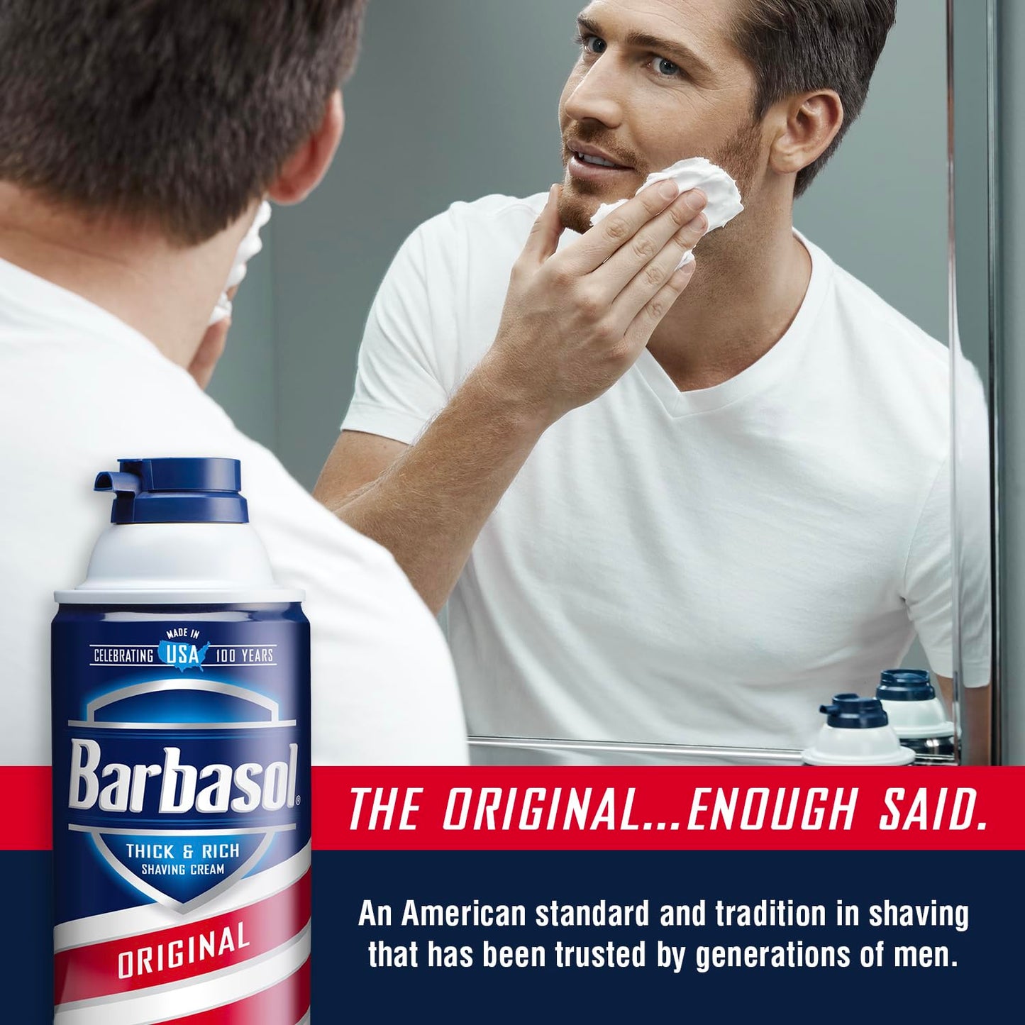Barbasol Original Thick & Rich Shaving Cream - Shaving Foam for All Skin Types, Thick Instant Lather Protects Skin, Non-Greasy, USA Made, Fresh Scent Beauty and Personal Care Barbasol