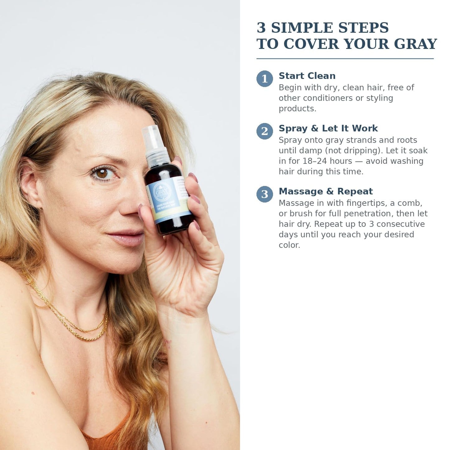 Gray Riddance Natural Hair Dye Color Spray - Vegan, Cruelty-Free, Ammonia-Free, Non-Toxic, Permanent, Brown Hair Color - 100% Gray Coverage Beauty & Personal Care Gray Riddance