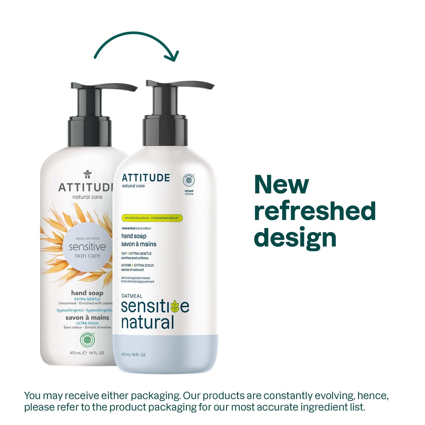 ATTITUDE Hand Soap for Sensitive Skin Enriched with Oat, EWG Verified, Dermatologically Tested, Vegan, Extra Gentle, Unscented, 16 Fl Oz Beauty & Personal Care ATTITUDE