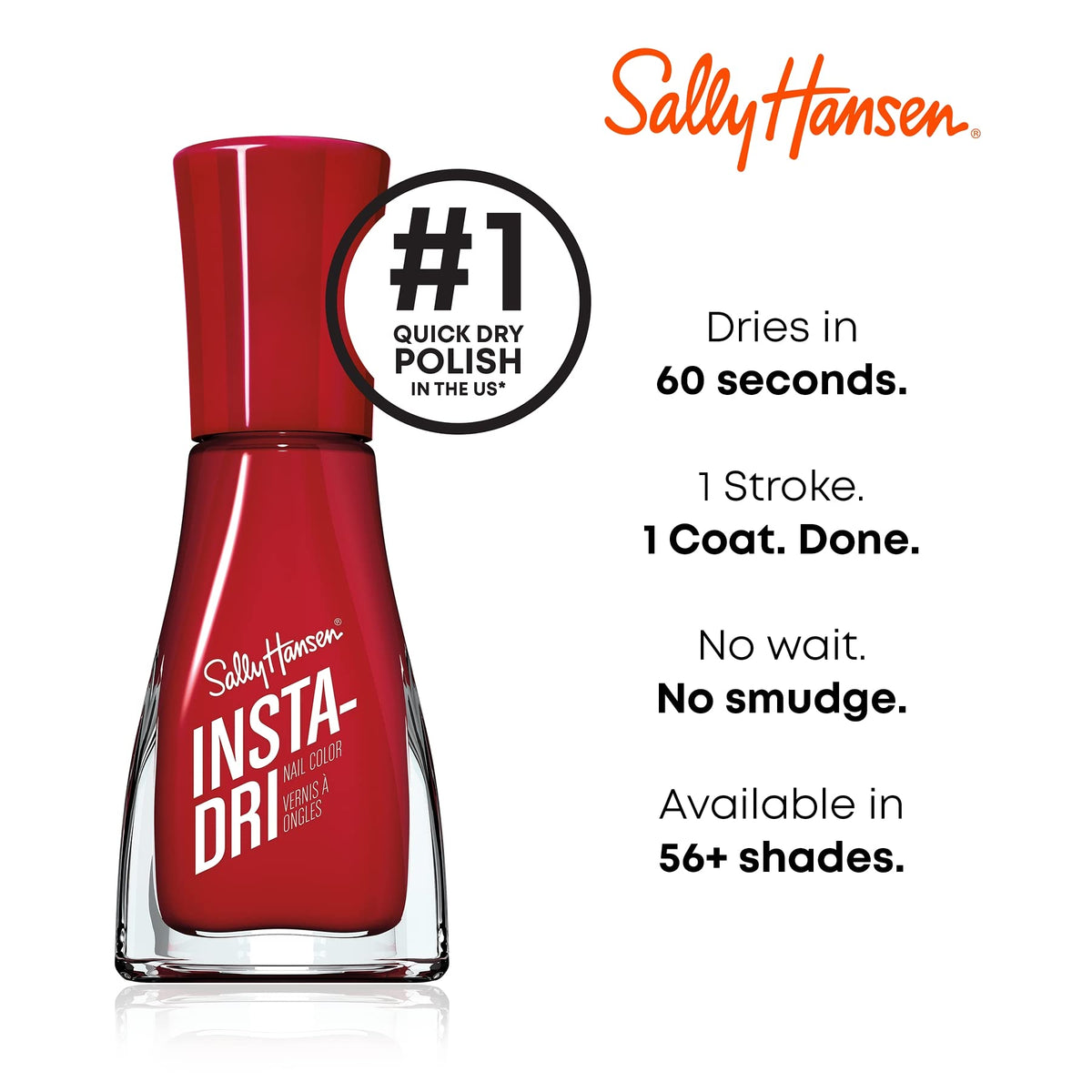 Sally Hansen Insta-Dri®, Hail Cherry, Quick Dry, Long Lasting, Streak-Free Shine, Red Nail Polish Beauty & Personal Care Sally Hansen