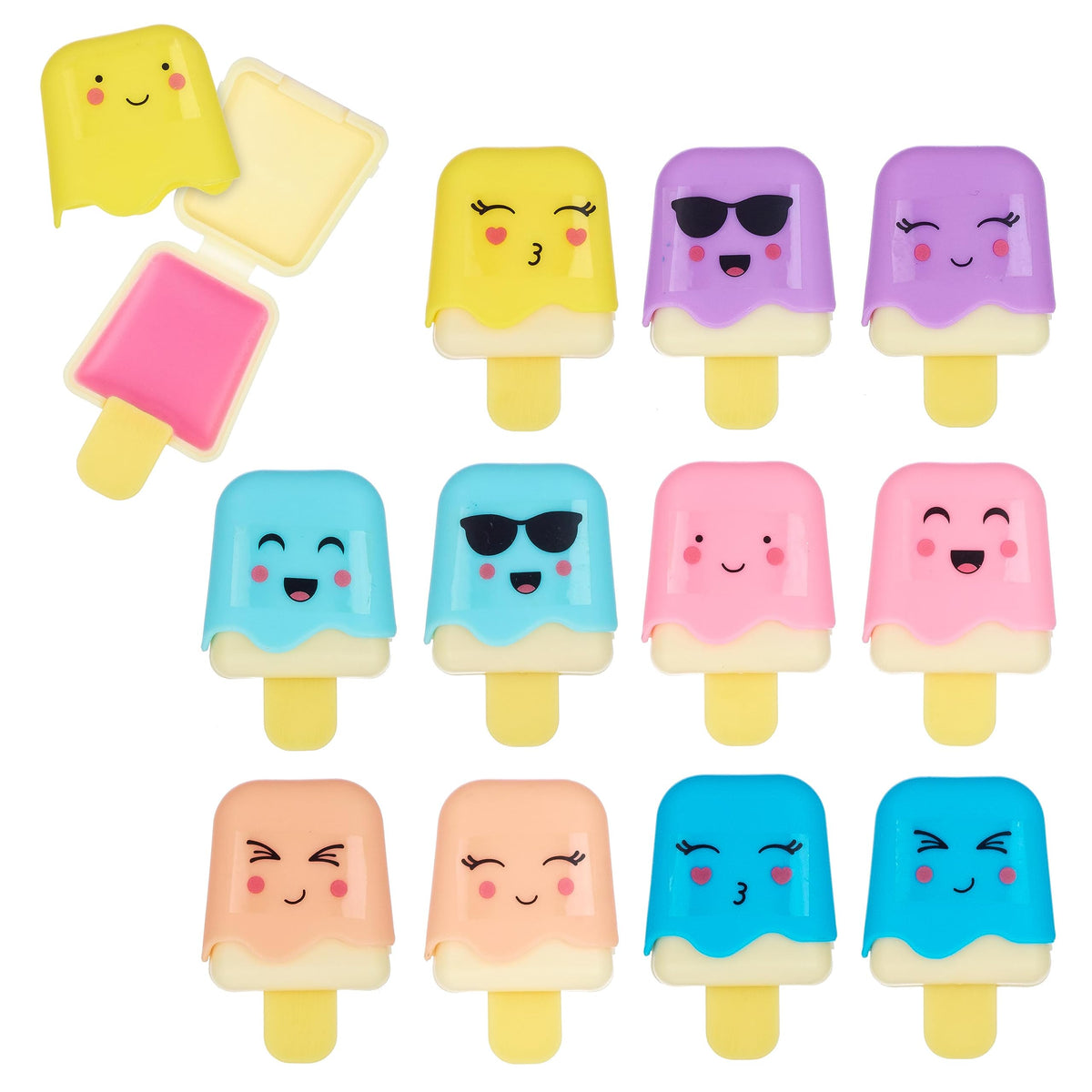 12pc Pucker Pop Novelty Lip Gloss Set - Girls Cosmetics Mini Popsicle Lip Gloss Collection, Lip Gloss for Kids, Safe, Non Toxic Kids Makeup Set Beauty & Personal Care EXPRESSIONS