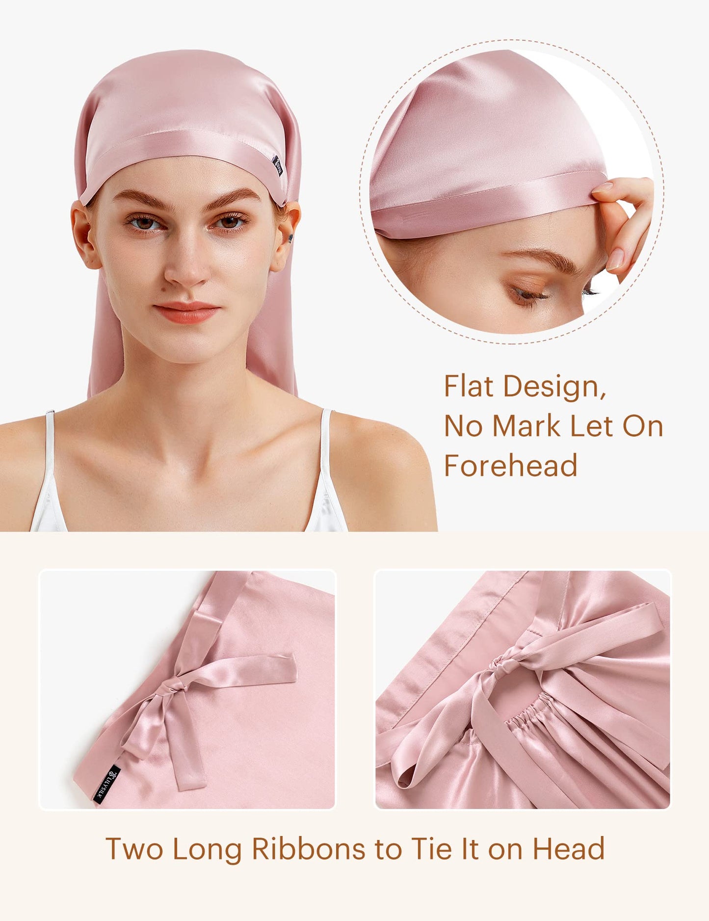LilySilk Mulberry Silk Sleep Cap 100% 19 Momme Long Silk Bonnet for Curly Hair, Night Cap for Sleeping, Silk Hair Wrap for Women Rosy Pink Beauty and Personal Care LilySilk
