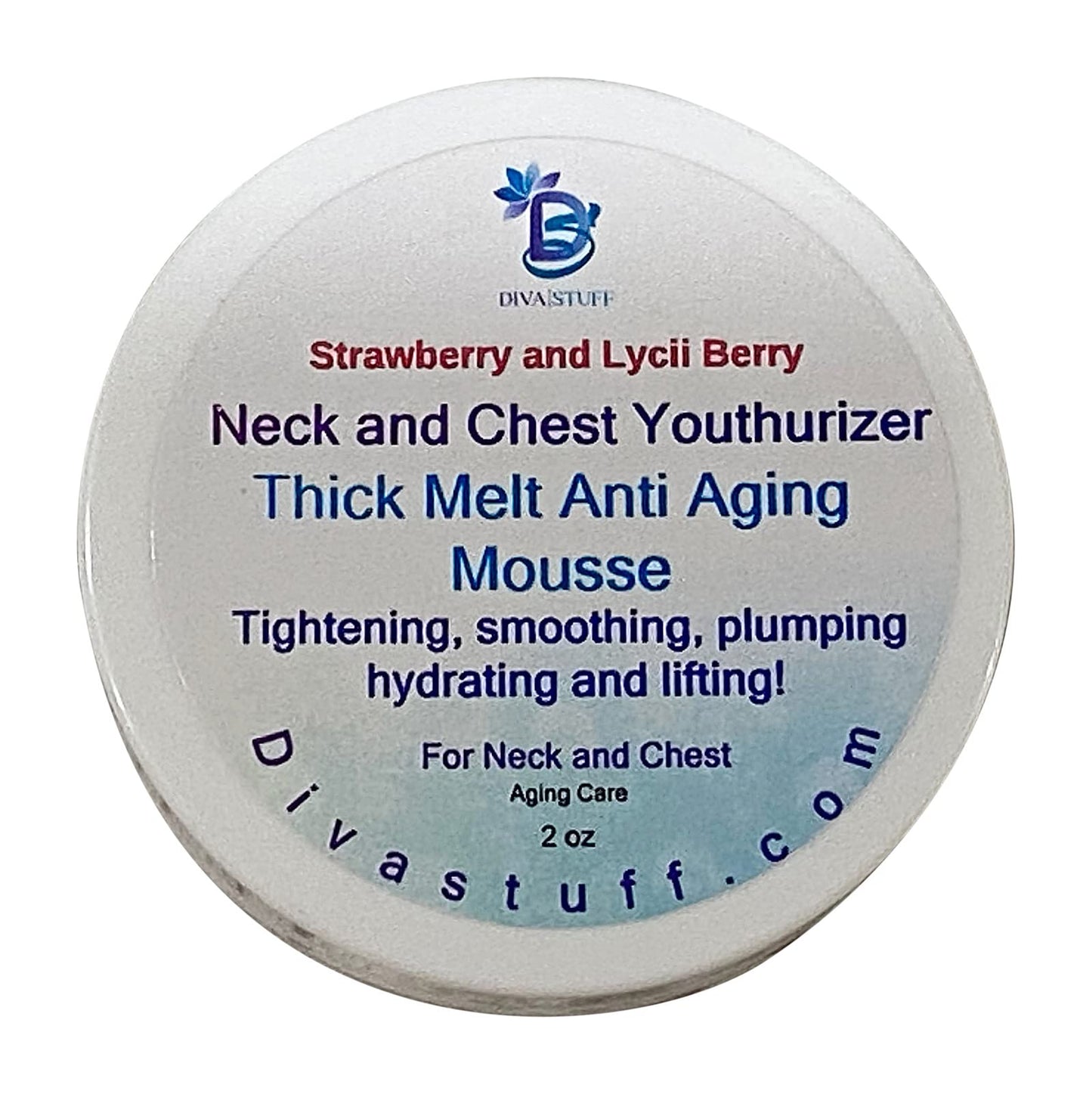 Diva Stuff Strawberry and Lycii Berry, Neck and Chest Youthurizer, Thick Melt Anti Aging Mousse, Tightens, Smooths, Plumps and Lifts Beauty and Personal Care Diva Stuff