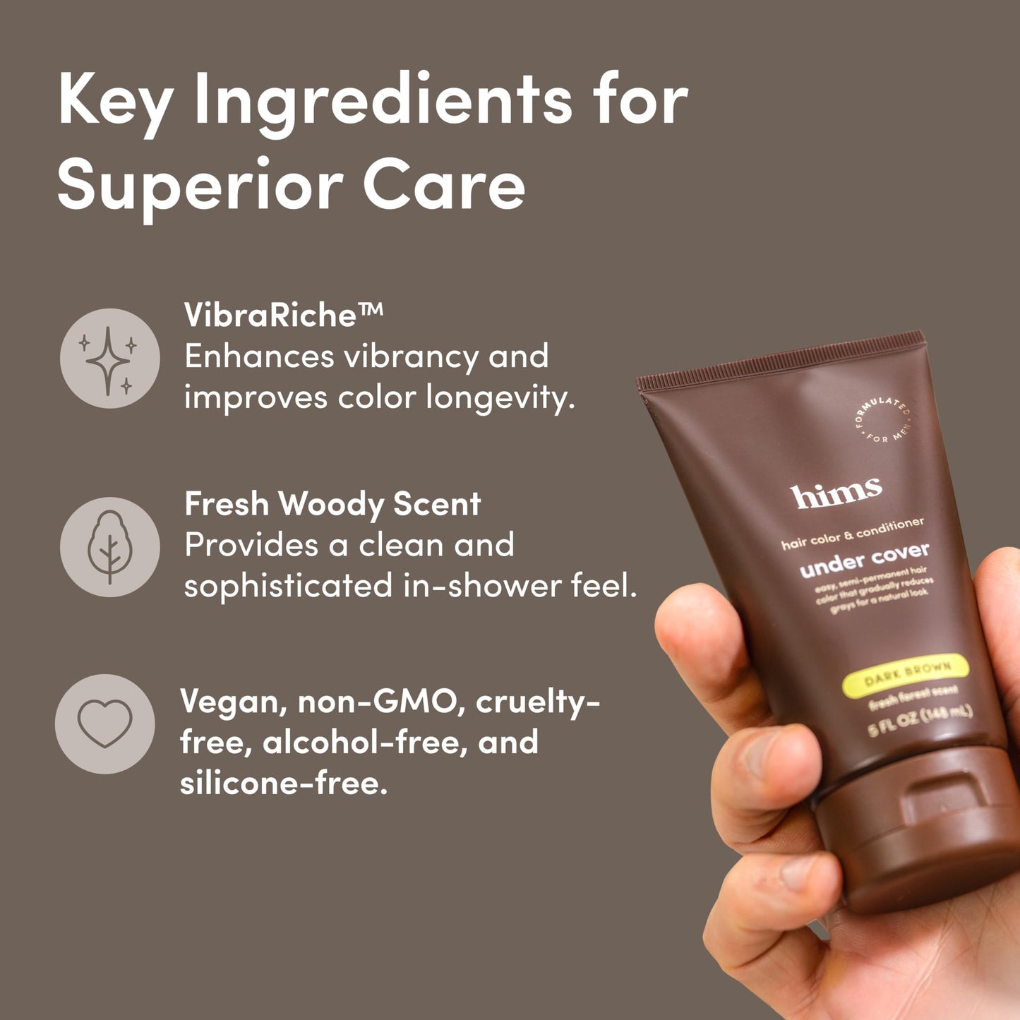 hims Under Cover Hair Color & Conditioner - With Argan Oil - Semi-Permanent In-Shower Hair Dye - Blends Grays Naturally - Sulfate-Free & Cruelty-Free Beauty & Personal Care HIMS & HERS