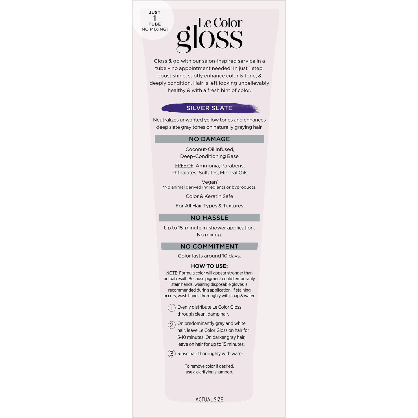 L’Oreal Paris Le Color Gloss One Step Toning Gloss, In-Shower Hair Toner with Deep Conditioning Treatment Formula for Gray Hair, Silver Slate, 1 Kit Beauty & Personal Care L'Oreal Paris