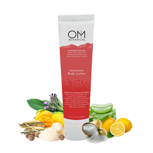 OM Botanical Magnesium Body Lotion | No Sting, No Itch | Ultra-Hydrating Organic Body Butter & Magnesium Cream for Hands, Feet & Body | Beauty & Personal Care OM Botanical