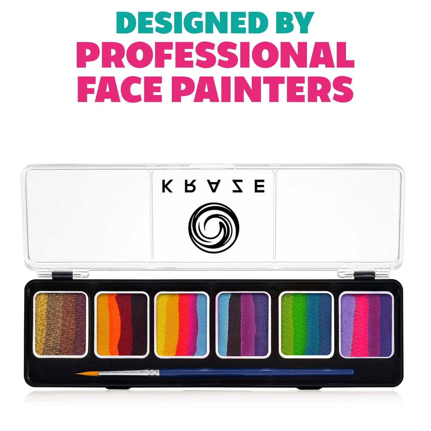 Kraze FX Enchanted Oasis Split Cake Palette - 6x6 gm by Tamina Muhammed Professional 1-Stroke Split Cake with 1 brush Hypoallergenic Non-Toxic Water Beauty & Personal Care Kraze FX