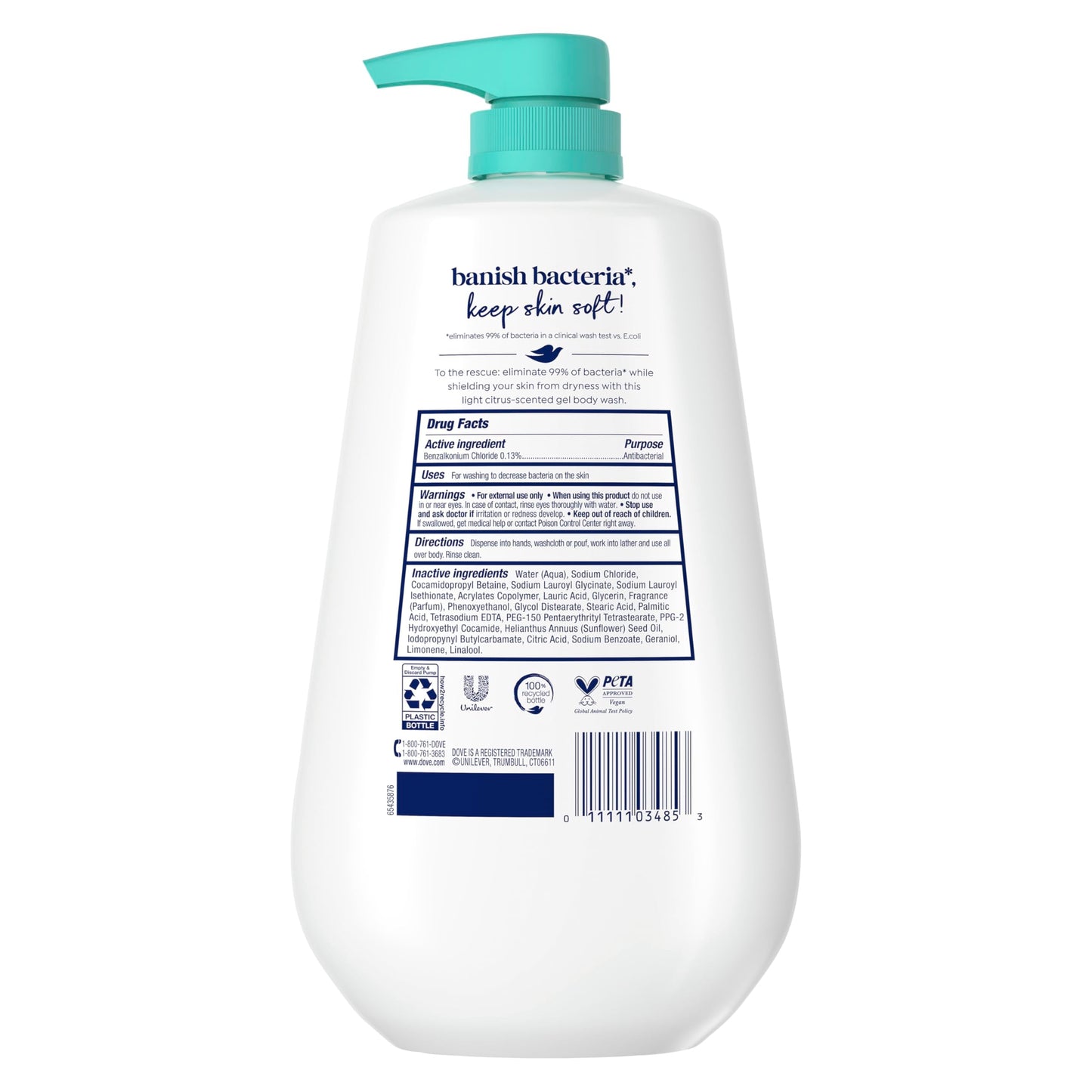 Dove Body Wash with Pump Antibacterial For All Skin Types Protects from Dryness 30.6 oz Beauty & Personal Care Dove