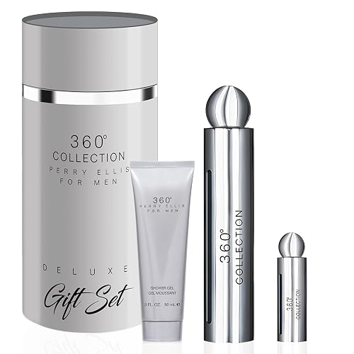 Perry Ellis 360° Collection for Men Gift Set - 3.4 fl oz Eau de Toilette, 3 oz Shower Gel, .25 fl oz EDT mini travel spray Beauty & Personal Care Perry Ellis