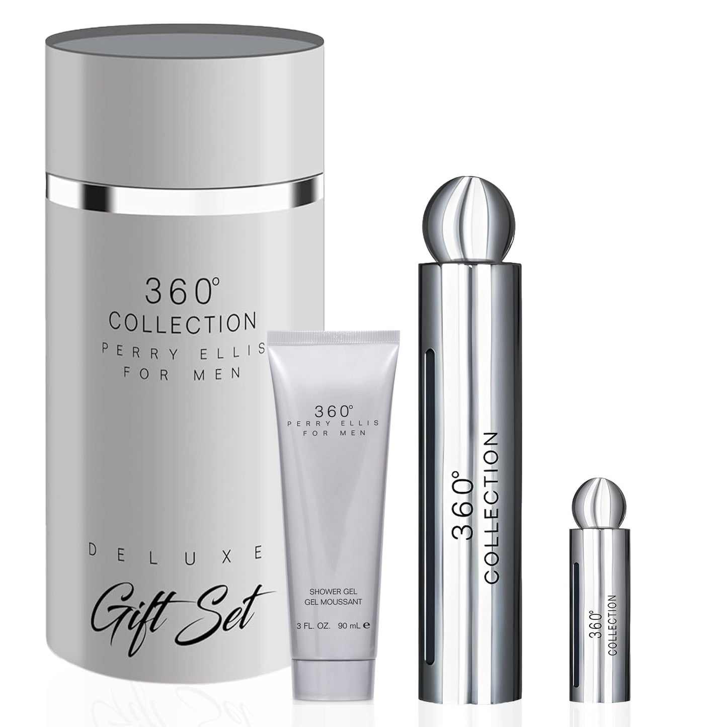 Perry Ellis 360° Collection for Men Gift Set - 3.4 fl oz Eau de Toilette, 3 oz Shower Gel, .25 fl oz EDT mini travel spray Beauty & Personal Care Perry Ellis