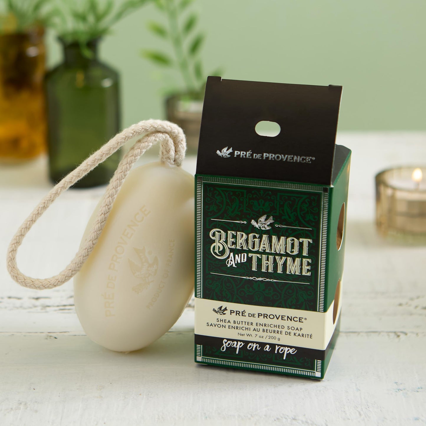 Pre de Provence Soap on a Rope Shea Butter Enriched French Bar Soap, 200g, Bergamot & Thyme Beauty and Personal Care Pre de Provence