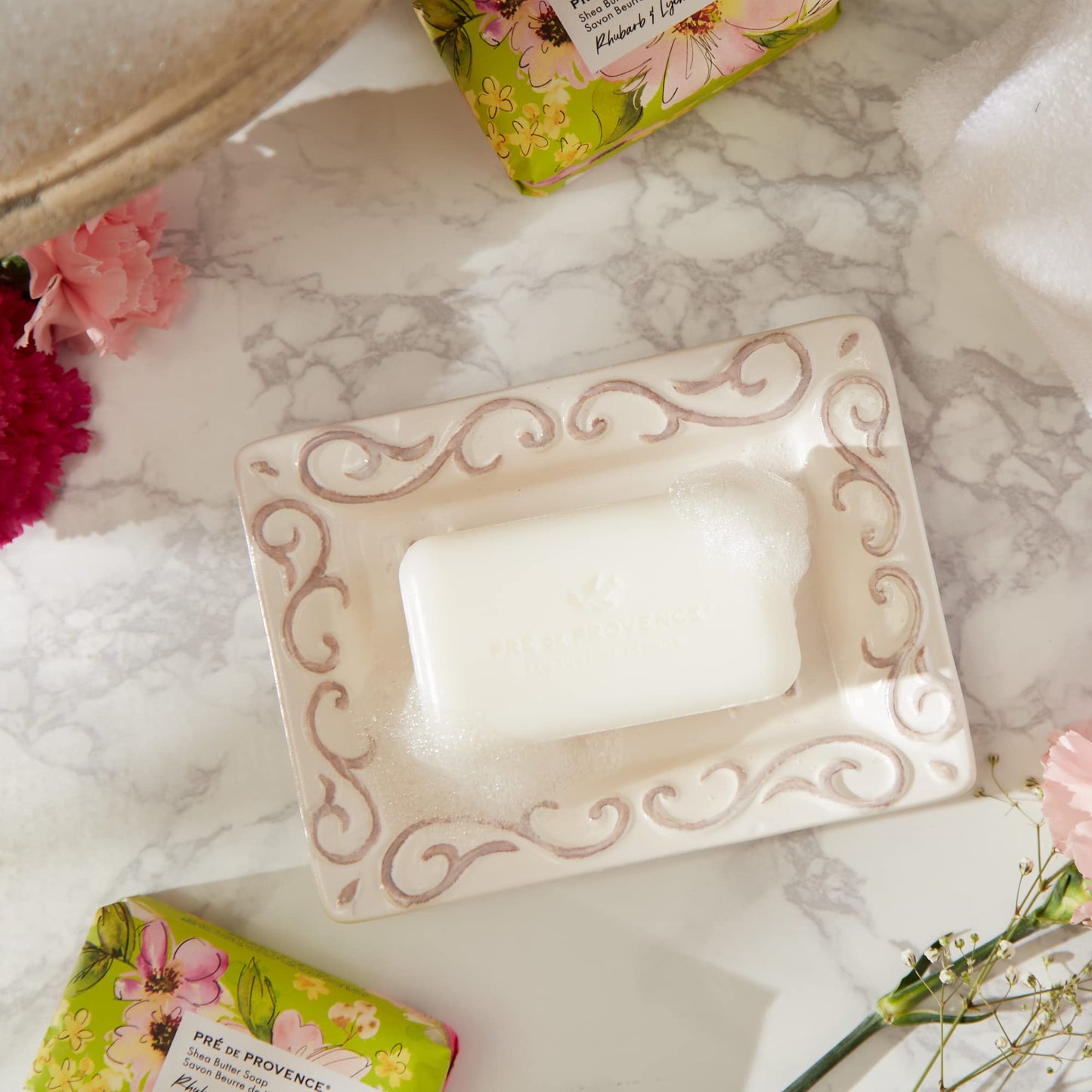 Pre de Provence Wrapped Artisanal Soap Bar, Organic Shea Butter Enriched, Natural French Skincare, Quad Milled for a Rich Smooth Lather, Rhubarb Beauty & Personal Care Pre de Provence