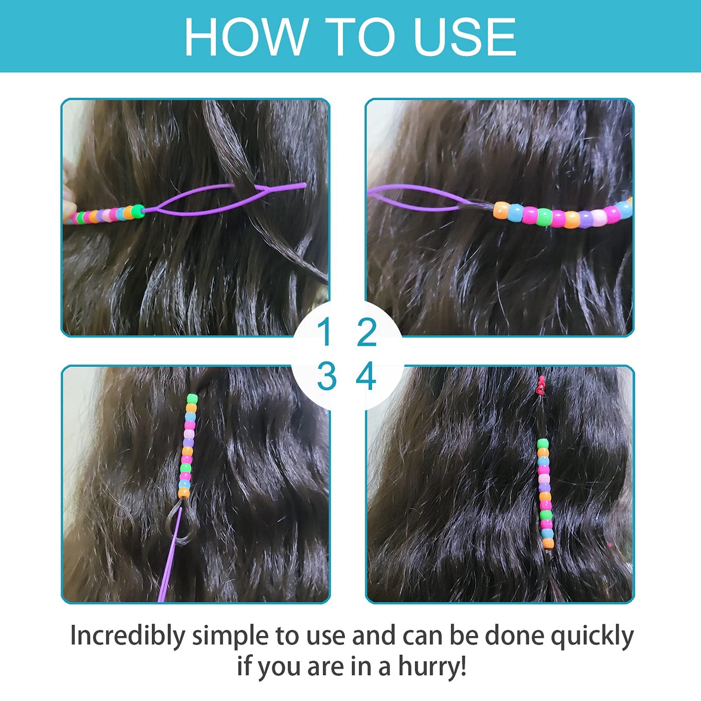 Hoyols Quick Beader for Loading Beads - Braid Stringer Ponytail Maker, Hair Styling Tools Kit for Kids Girls Colorful (6pcs Multi Color w/beads) Beauty & Personal Care HOYOLS