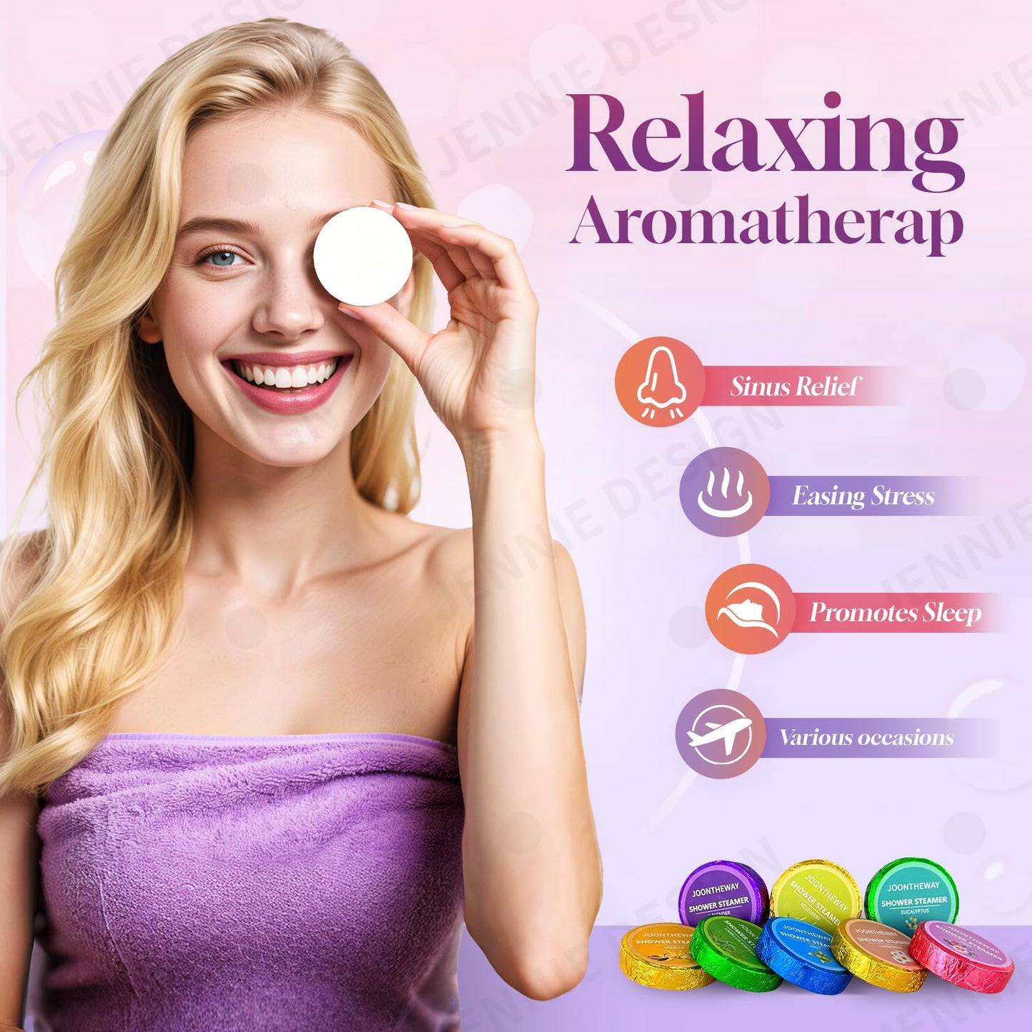 Shower Steamers Aromatherapy 8 Pack - 8% Natural & Organic Essential Oils,Women/Men Spa Steamer, Lingering Intense Aroma Gifts for Women & Men, Spa Beauty and Personal Care JOONTHEWAY
