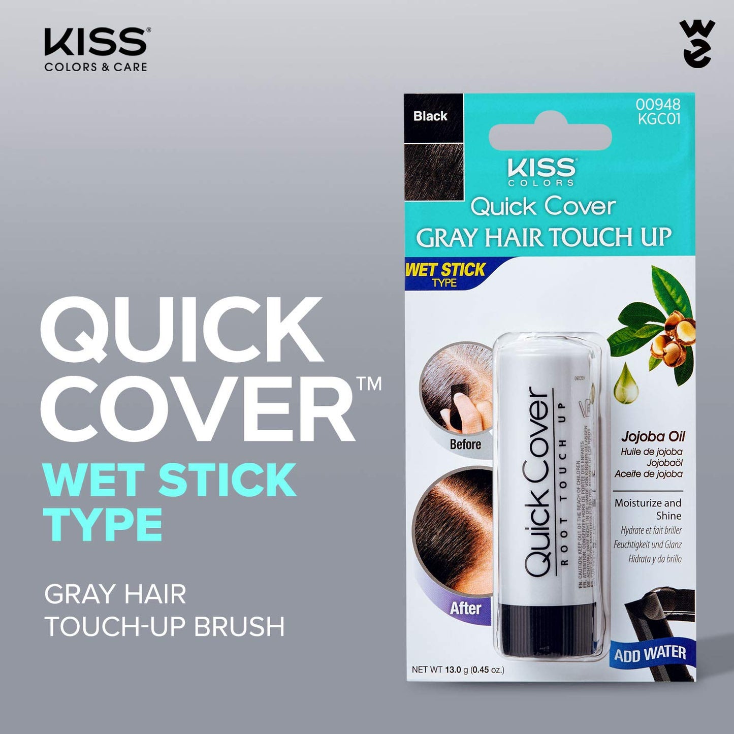 Kiss Quick Cover Gray Hair Touch up Wet Stick Type (2 Pack - Black) Beauty & Personal Care KISS