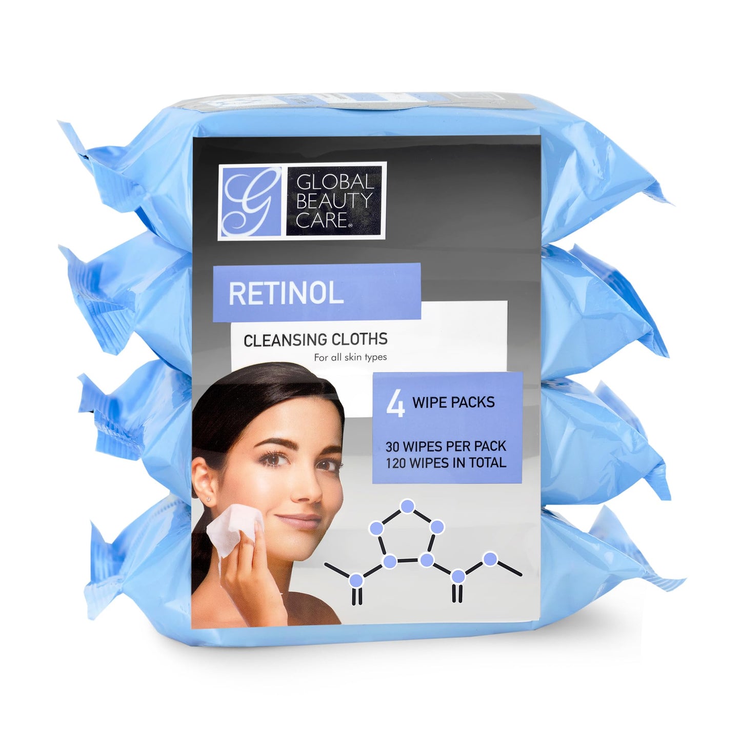 Global Beauty Care Retinol Makeup Remover Wipes with Collagen Renewing Support - Facial Cleansing Cloths, Remove Waterproof Mascara, Oil & Dirt Beauty & Personal Care Global Beauty Care