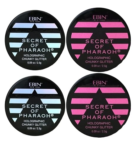 Glitter - Secret of Pharaoh Holographic Chunky Glitter - Moon Goddess and Pink Passion by EBIN NEW YORK Bundle - Shimmering, Iridescent for Face Beauty & Personal Care EBIN NEW YORK