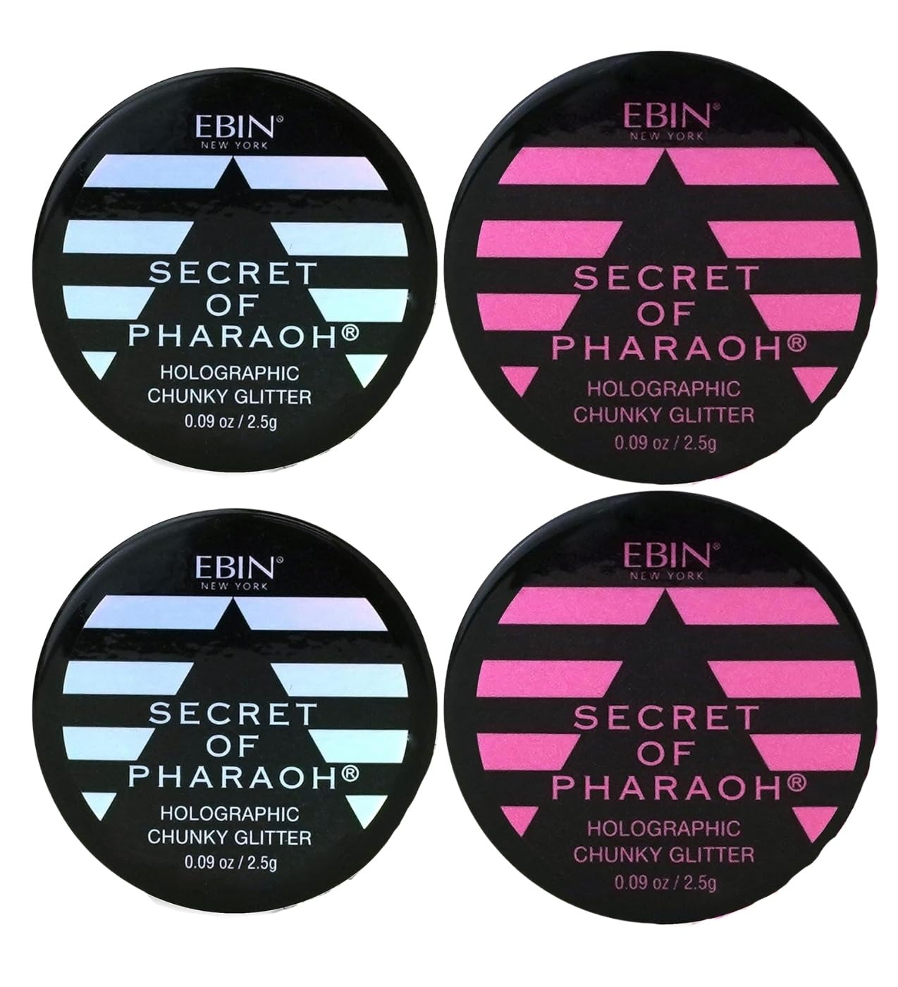 Glitter - Secret of Pharaoh Holographic Chunky Glitter - Moon Goddess and Pink Passion by EBIN NEW YORK Bundle - Shimmering, Iridescent for Face Beauty & Personal Care EBIN NEW YORK