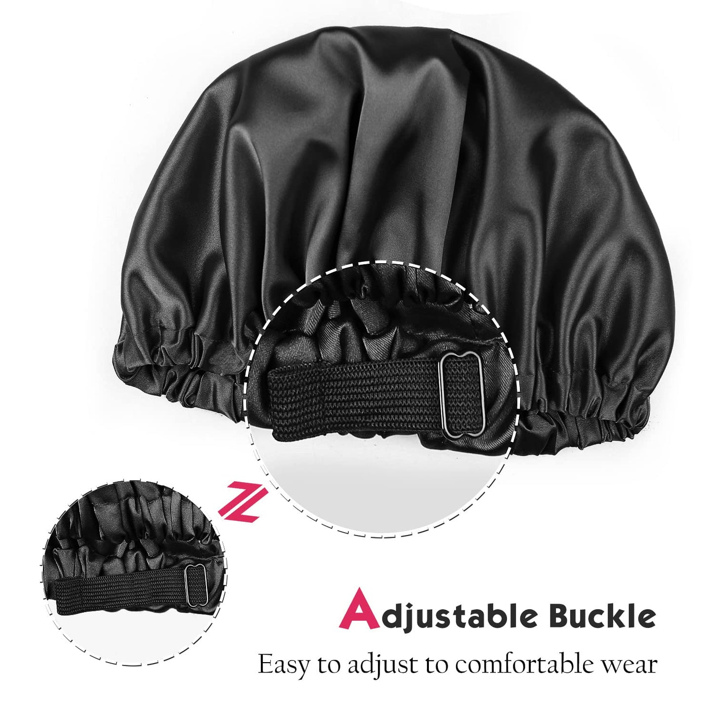 Alnorm Satin Sleep Cap Double-Sided Adjustable Hair Bonnet for Girls Black Beauty and Personal Care Alnorm