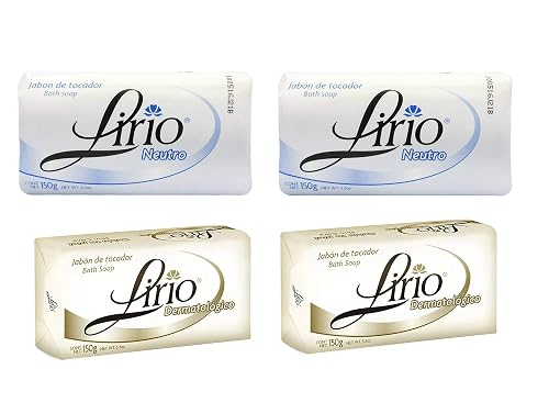 2 Lirio Neutro and 2 Lirio Dermatologico (4 Pack Total) 180 g / 6.35 oz Soap Bars Dermatological Bathing Natural Original Mexican Smooth Soothing Beauty & Personal Care Lirio